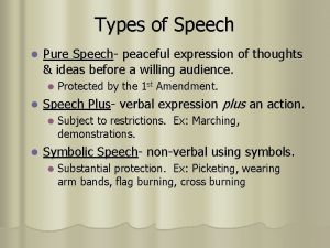 Types of Speech l Pure Speech peaceful expression