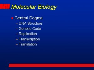 Molecular Biology l Central Dogma DNA Structure Genetic