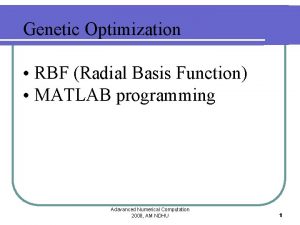 Genetic Optimization RBF Radial Basis Function MATLAB programming