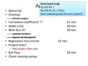 Warm Up Checkup Homework reg Pg 181 3