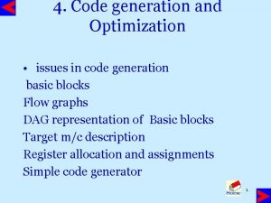 4 Code generation and Optimization issues in code