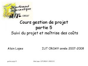 Cours gestion de projet partie 5 Suivi du