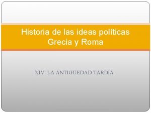 Historia de las ideas polticas Grecia y Roma