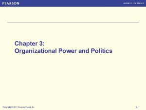 Chapter 3 Organizational Power and Politics Copyright 2015