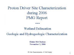 Proton Driver Site Characterization during 2006 PMG Report