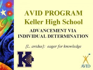 AVID PROGRAM Keller High School ADVANCEMENT VIA INDIVIDUAL