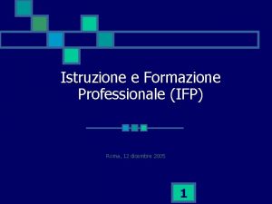 Istruzione e Formazione Professionale IFP Roma 12 dicembre