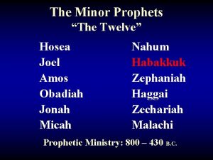 The Minor Prophets The Twelve Hosea Joel Amos