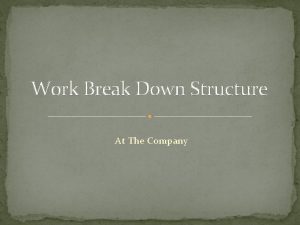 Work Break Down Structure At The Company Focus