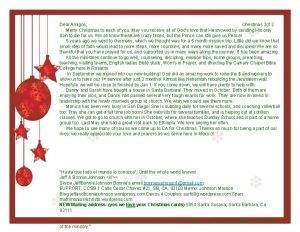 Dear Amigos Christmas 2012 Merry Christmas to each