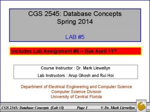 CGS 2545 Database Concepts Spring 2014 LAB 5