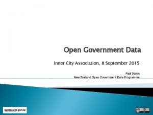 Open Government Data Inner City Association 8 September