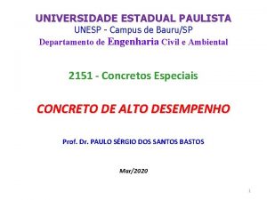 UNIVERSIDADE ESTADUAL PAULISTA UNESP Campus de BauruSP Departamento