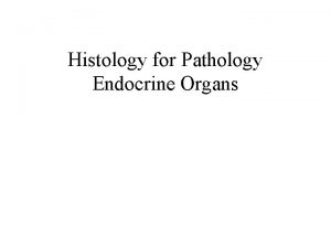Histology for Pathology Endocrine Organs Objectives Pitutary Gland