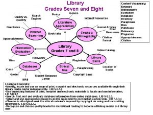 Library Grades Seven and Eight Search Engines Quality