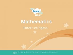 Mathematics Number and Algebra Year One Mathematics Year