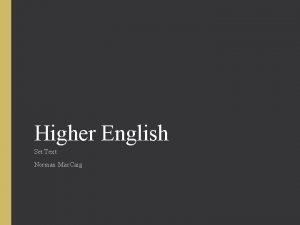Higher English Set Text Norman Mac Caig The