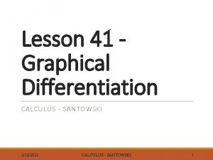 Lesson 41 Graphical Differentiation CALCULUS SANTOWSKI 2122022 CALCULUS