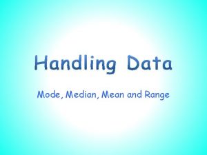 Mode Median Mean and Range The Mode The