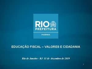 EDUCAO FISCAL VALORES E CIDADANIA Rio de Janeiro