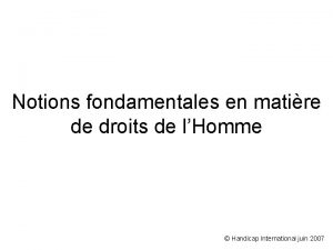 Notions fondamentales en matire de droits de lHomme