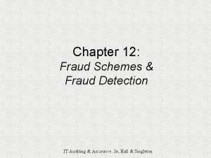 Chapter 12 Fraud Schemes Fraud Detection IT Auditing