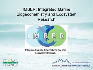 IMBER Integrated Marine Biogeochemistry and Ecosystem Research 1