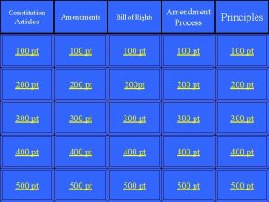 Amendments Bill of Rights Amendment Process Principles 100