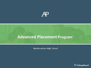Advanced Placement Program Northwestern High School Welcome Northwestern