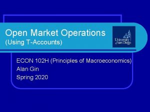 Open Market Operations Using TAccounts ECON 102 H