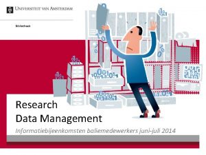 Bibliotheek Research Data Management Informatiebijeenkomsten baliemedewerkers junijuli 2014