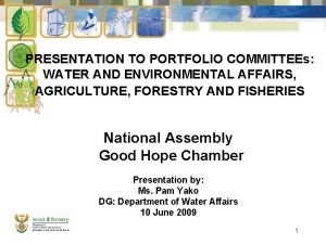 PRESENTATION TO PORTFOLIO COMMITTEEs WATER AND ENVIRONMENTAL AFFAIRS