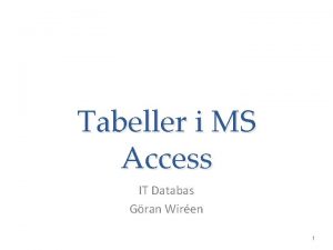 Tabeller i MS Access IT Databas Gran Wiren