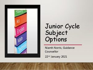 Junior Cycle Subject Options Niamh Norris Guidance Counsellor