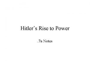 Hitlers Rise to Power 7 a Notes NAZI