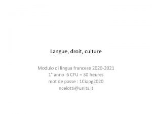 Langue droit culture Modulo di lingua francese 2020