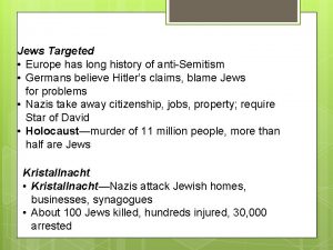 Jews Targeted Europe has long history of antiSemitism