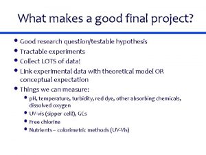 What makes a good final project Good research