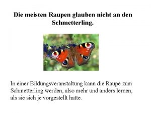 Die meisten Raupen glauben nicht an den Schmetterling