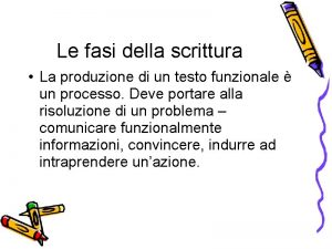 Le fasi della scrittura La produzione di un