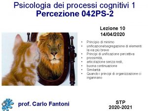 Psicologia dei processi cognitivi 1 Percezione 042 PS2