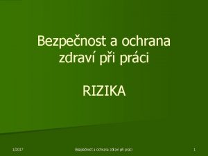 Bezpenost a ochrana zdrav pi prci RIZIKA 12017