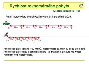 Rychlost rovnomrnho pohybu Uebnice strana 18 19 Auto