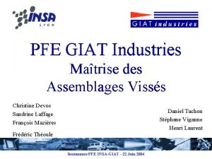 PFE GIAT Industries Matrise des Assemblages Visss Christine