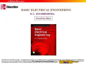 BASIC ELECTRICAL ENGINEERING D C KULSHRESHTHA Power Point