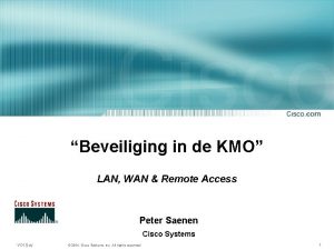 Beveiliging in de KMO LAN WAN Remote Access