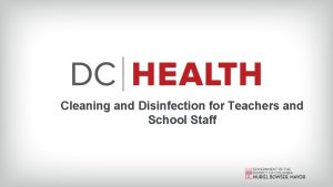 Cleaning and Disinfection for Teachers and School Staff