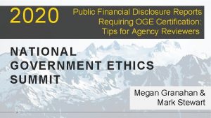 2020 Public Financial Disclosure Reports Requiring OGE Certification