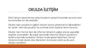 OKULDA LETM Etkili iletiim becerilerine sahip bireylerin yetitirilmesinde