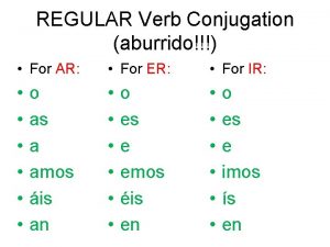 REGULAR Verb Conjugation aburrido For AR For ER